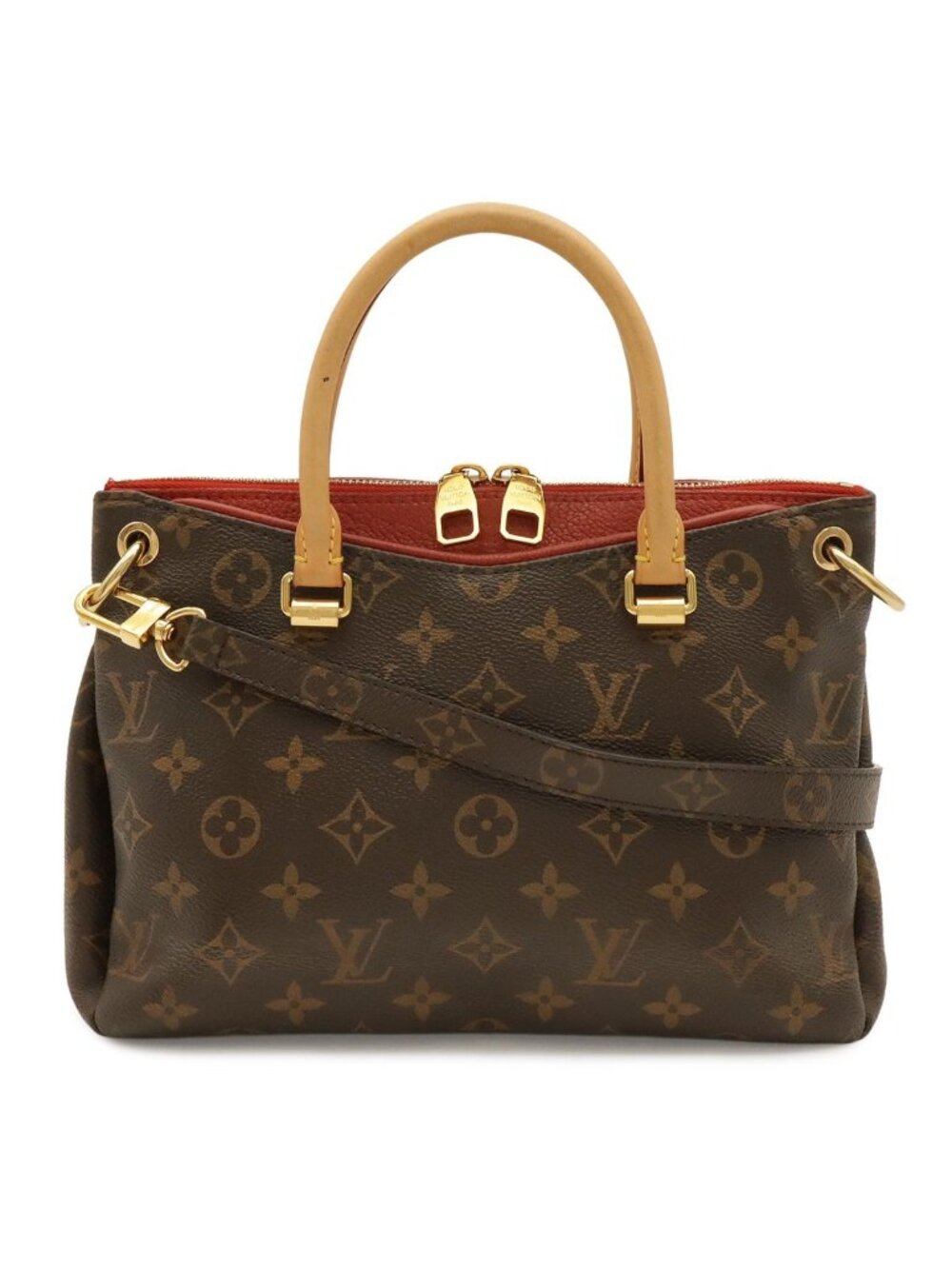 Louis Vuitton Monogram Pallas BB 2-Way Shoulder Bag Crossbody Leather Cerise Red